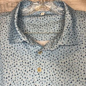 Peter Millar Summer Comfort Light Blue Polo Navy Sailboats Boats Performance Top
